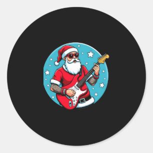 Christmas guitarist  Rockmusic Christmas (4) Classic Round Sticker
