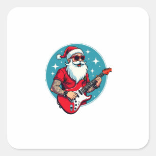 Christmas guitarist  Rockmusic Christmas Square Sticker