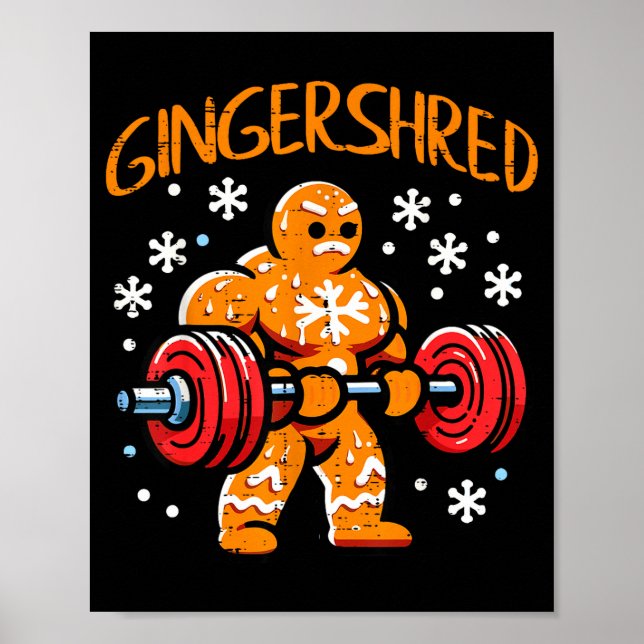Christmas Gym Gingerbread Gingershred Xmas Workout Poster (Front)