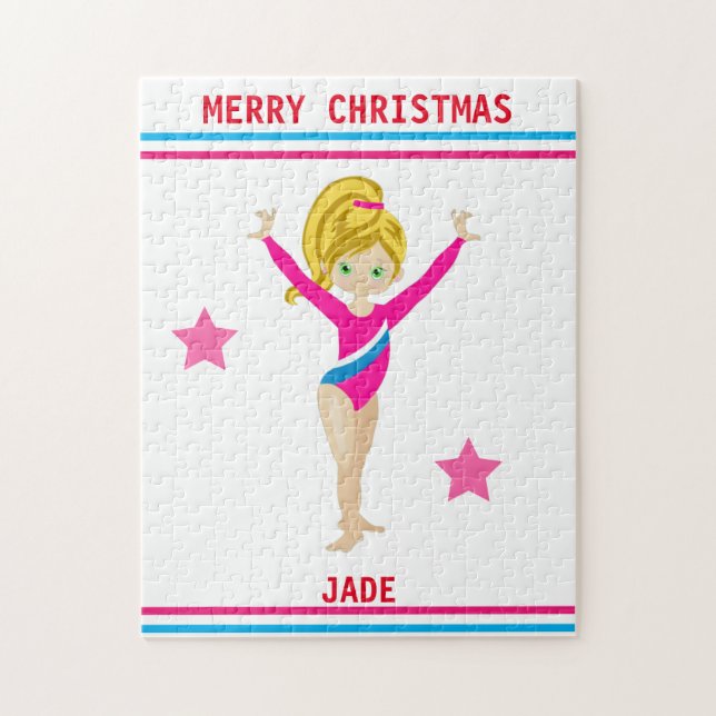 CHRISTMAS GYMNASTICS PUZZLE FOR GIRLS PERSONALIZED (Vertical)