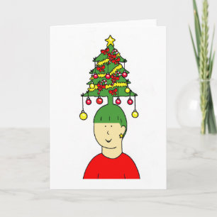 Christmas Hairstyle Humour. Holiday Card