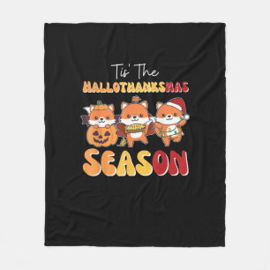 Christmas Halloween Tis The Hallothanksmas Season Fleece Blanket