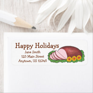 Christmas Ham Happy Holidays Foodie Address Labels