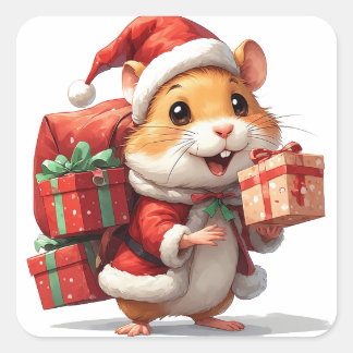 Christmas Hamster Gifts Square Sticker