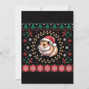 Christmas Hamster Santa Hat Ugly Sweater Xmas Invitation