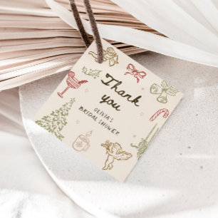 Christmas Hand Drawn Bridal Shower Favour Tags