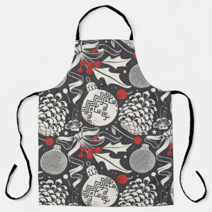 Christmas Hand-Drawn: Mistletoe Pine Seamless. Apron
