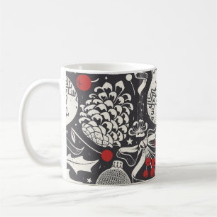 Christmas Hand-Drawn: Mistletoe Pine Seamless. Coffee Mug
