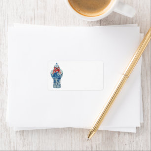 Christmas Hand Painted Blue and White Ginger Jar Label