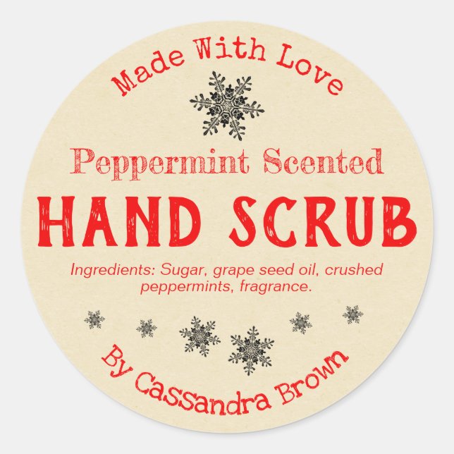Christmas Hand Scrub Customizable Handmade DIY Classic Round Sticker (Front)