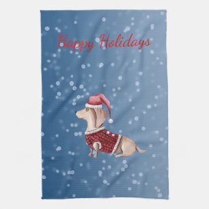 Christmas Hand Towel Dachshund Kitchen Towel