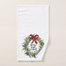 Christmas Hand Towel - Jingle Ladies Wreath