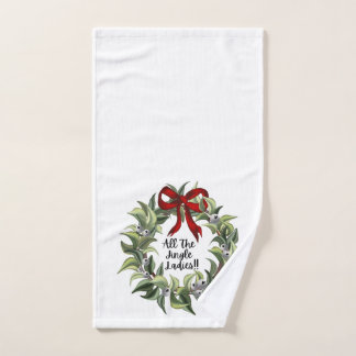 Christmas Hand Towel - Jingle Ladies Wreath