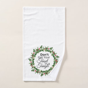 Christmas Hand Towel - Tinsel Tangle Wreath