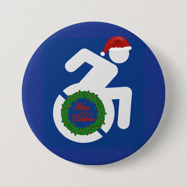 Christmas Handicapped 3 Inch Round Button (Front)