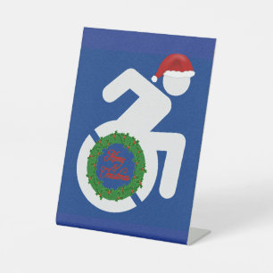 Christmas Handicapped Pedestal Sign