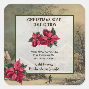Christmas Handmade Vintage Soap Product Label
