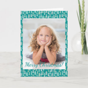 Christmas Handpainted Trees Aqua White Blue Photo Note Card