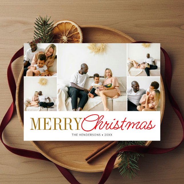 Christmas Handwritten Script Serif 16 Photo Tri-Fold Holiday Card (Creator Uploaded)