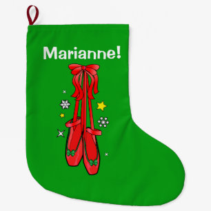 Christmas Hanging Ballet Shoes Name Customizable Large Christmas Stocking