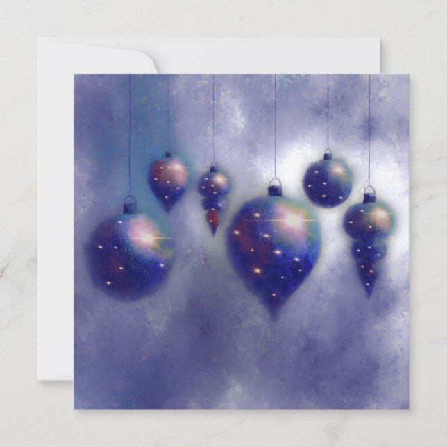 Christmas hanging Blue Baubles Flat Card (Front)