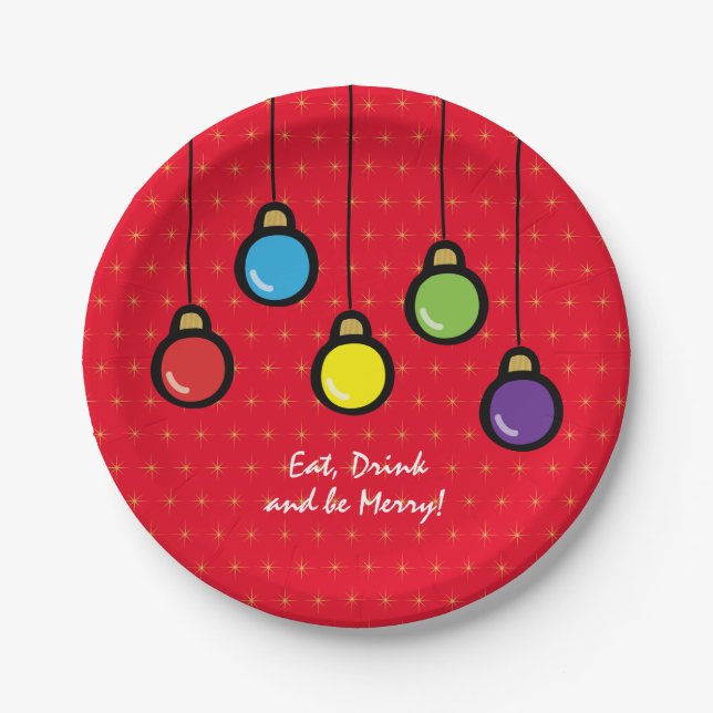 Christmas Hanging Ornaments Holiday Celebration  Paper Plate (Front)