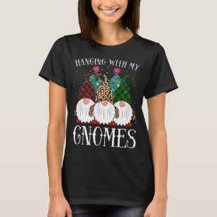 Christmas Hanging With My Gnomes Leopard Print Xma T-Shirt