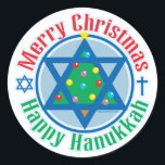 Christmas-Hanukkah Classic Round Sticker<br><div class="desc">Christmas-Hanukkah</div>