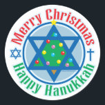 Christmas-Hanukkah Classic Round Sticker<br><div class="desc">Christmas-Hanukkah</div>