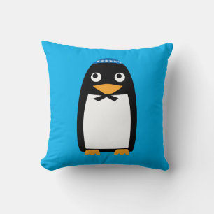 Christmas Hanukkah Jewish Penguin Yamulke Throw Pillow
