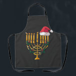 Christmas Hanukkah Jewish Santa Menorah  Apron<br><div class="desc">hanukkah christmas mashup,  jewish holiday humour,  santa menorah,  interfaith christmas 2025,  hanukkah meets christmas,  funny jewish santa design,  menorah santa hat 2025,  christmukkah mashup,  jewish christmas fusion,  menorah holiday 2025</div>