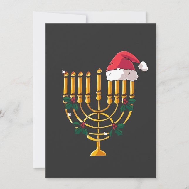 Christmas Hanukkah Jewish Santa Menorah  Invitation (Front)