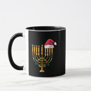 Christmas Hanukkah Jewish Santa Menorah Mug