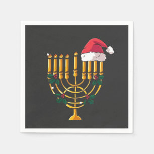 Christmas Hanukkah Jewish Santa Menorah Napkin