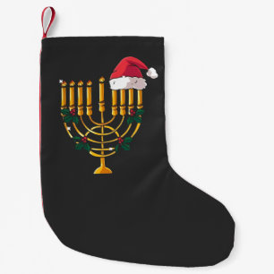 Christmas Hanukkah Jewish Santa Menorah Small Christmas Stocking
