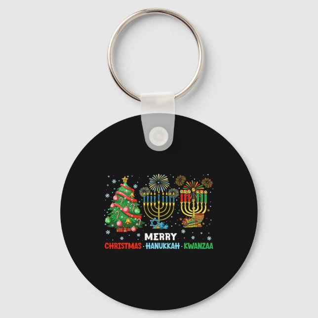 Christmas Hanukkah Kwanzaa Happy Holidays Matching Keychain (Front)