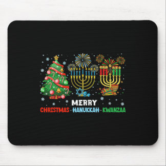 Christmas Hanukkah Kwanzaa Happy Holidays Matching Mouse Pad