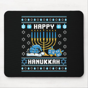 Christmas Hanukkah Ugly Pajama Santa Hat Chanukah Mouse Pad