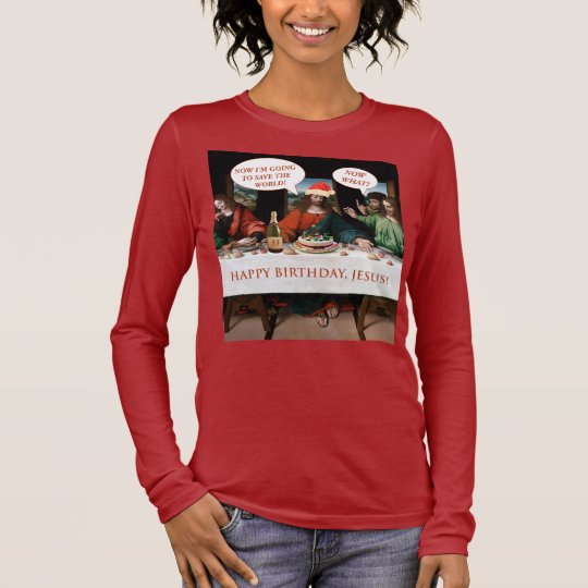 Christmas Happy Birthday Jesus Comics Style Funny Long Sleeve T-Shirt