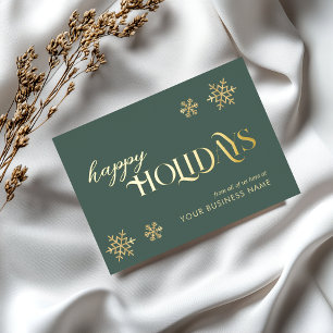 Christmas Happy Holidays Business Company Green Foil Holiday Card