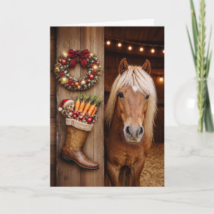 Christmas Happy Holidays Cute Pony with Boot Stock Card