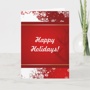 Christmas Happy Holidays Snow Red Background Holiday Card