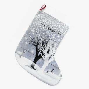 Christmas & Happy New Year! Monogram Text Large Christmas Stocking