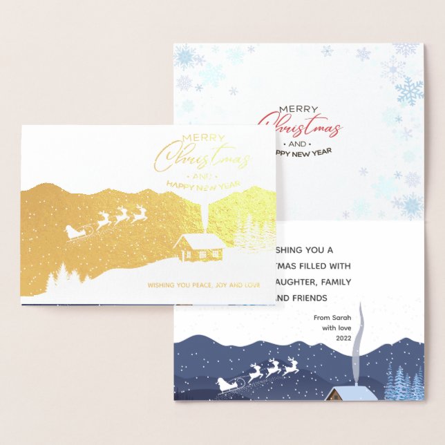  Christmas | Happy new year | Santa customizable  Foil Card (Display)