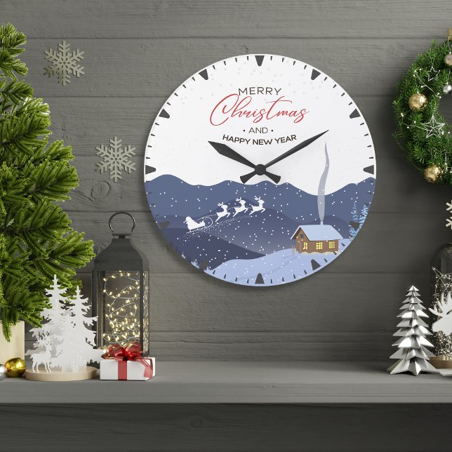 Christmas | Happy new year | Santa gift Large Clock (Creator Uploaded)