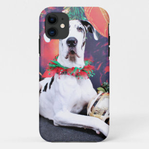 Christmas - Harlequin Great Dane - Baron iPhone 11 Case