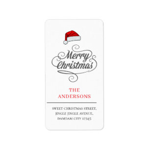 Christmas Hat Elegant Simple Return Address Label