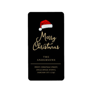 Christmas Hat Elegant Simple Return Address Label