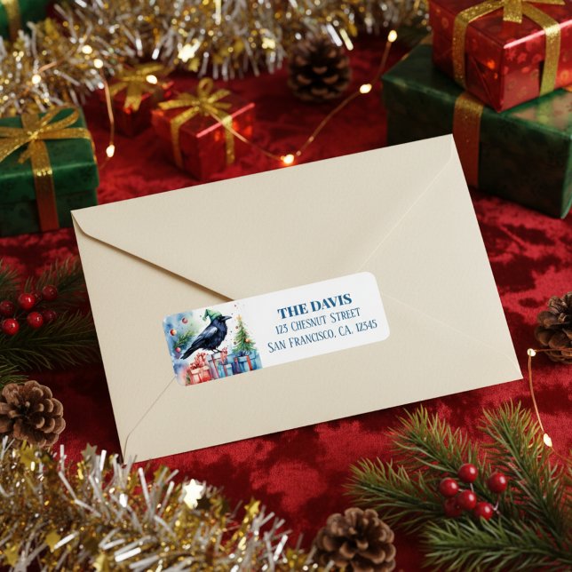 Christmas Hat Festive Crow - Return address  (Creator Uploaded)