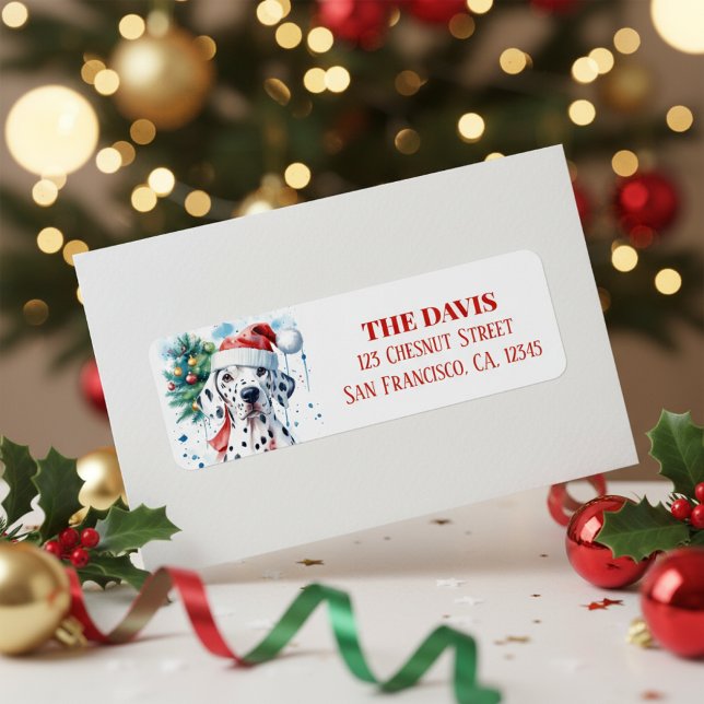 Christmas Hat Festive Dalmatian - Return address  (Creator Uploaded)